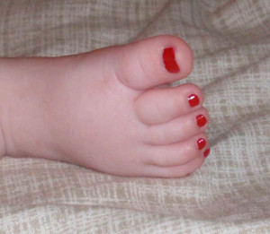 She finally got to your toes!  Oh my.